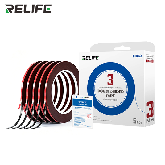 [HX2] Relife 10M Red Film Black Foam Double-Sided Tape for Mobile Phone Screen Sealing Repair - 5Pcs