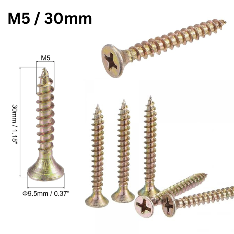 Cargue la imagen en el visor de la galería, [190 Pieces][M5/30mm] Dry Wall Nail Self Tapping Zinc Screws Wood Screws Phillips Flat Head

