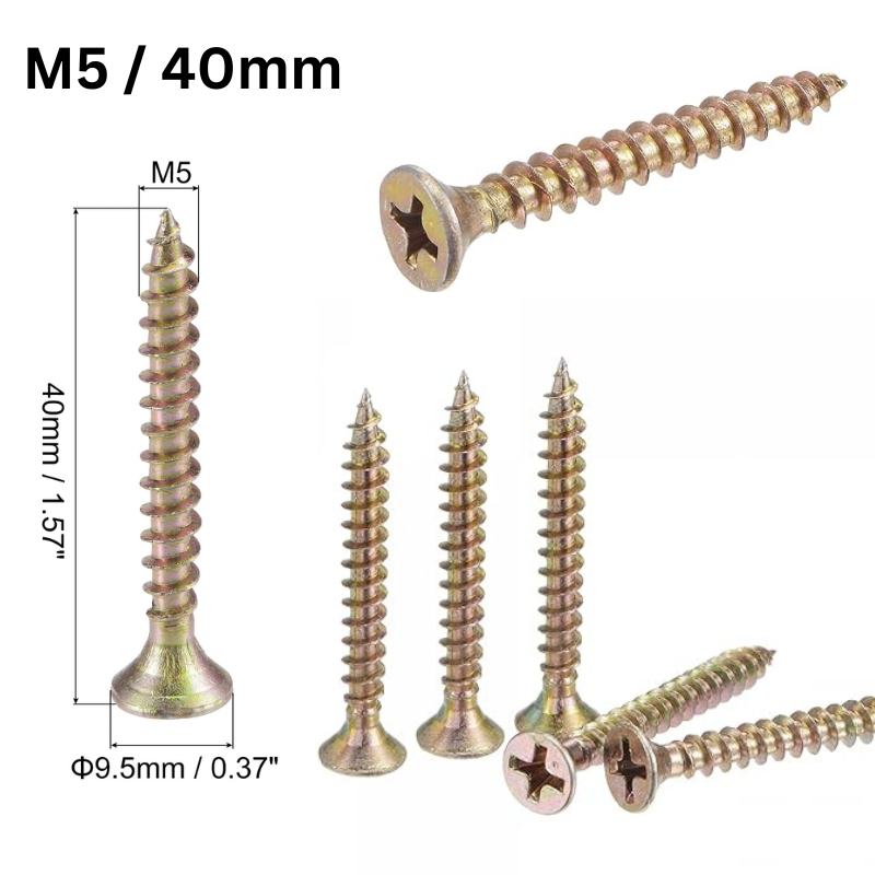 Cargue la imagen en el visor de la galería, [140 Pieces][M5/40mm] Dry Wall Nail Self Tapping Zinc Screws Wood Screws Phillips Flat Head
