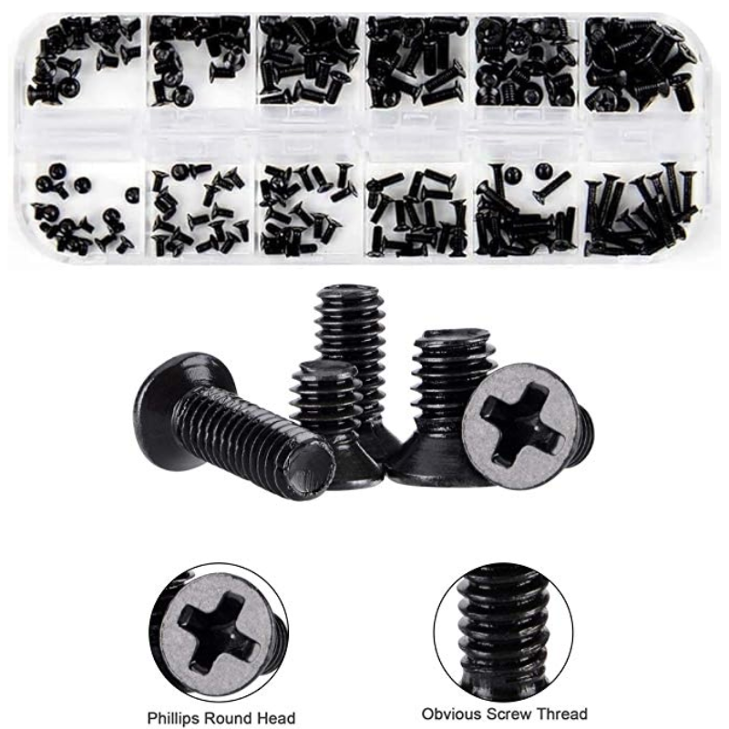 Chargez l&#39;image dans la visionneuse de la galerie, [240 Pieces] Black Alloy Steel PC Computer Laptop Mobile Phone Printer Electronics Screw Set (M2 M2.5 M3)
