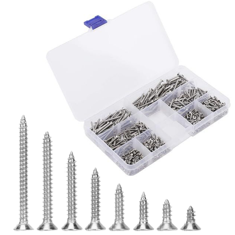 Cargue la imagen en el visor de la galería, [400 Pieces] Stainless Steel Self Tapping M3 Phillips Screws Flat Head With Storage Box
