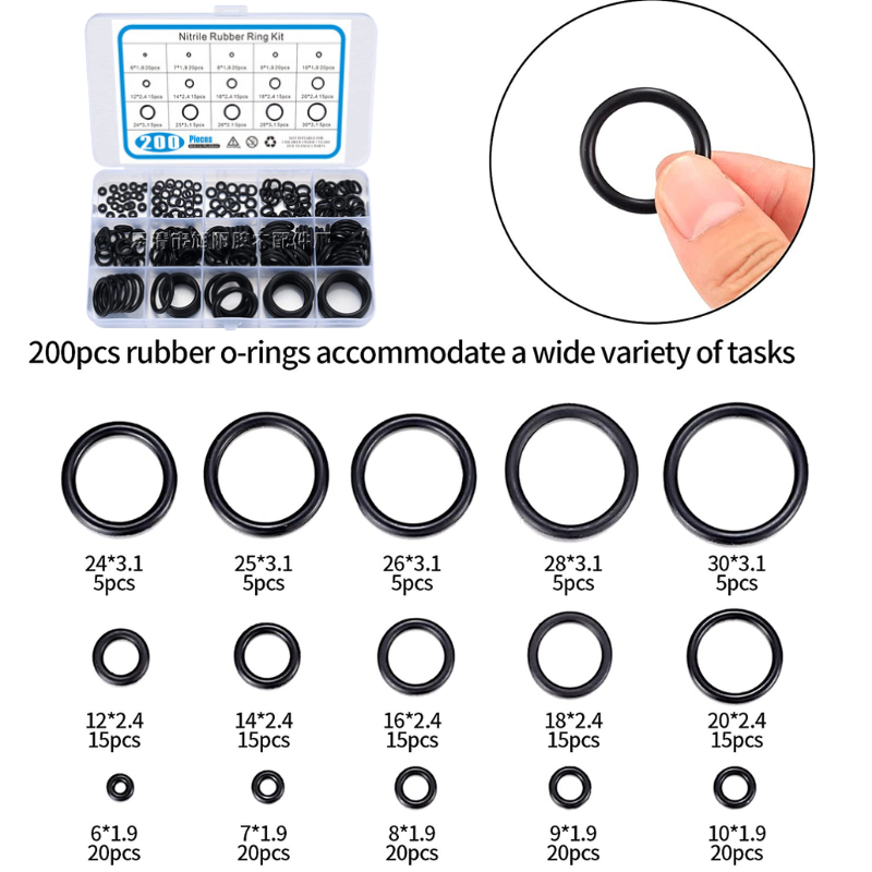 Chargez l&#39;image dans la visionneuse de la galerie, [200 Pieces] Rubber Washers Seal O Rings (6mm - 30mm)
