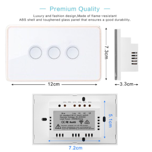Load image into Gallery viewer, [TUYA Smart Home][SAA Approved] TUYA WiFi Smart Touch Switch Home Light  Remote AU Versione Control 1/2/3/4 Gang Wall Switch Metal Panel - Polar Tech Australia
