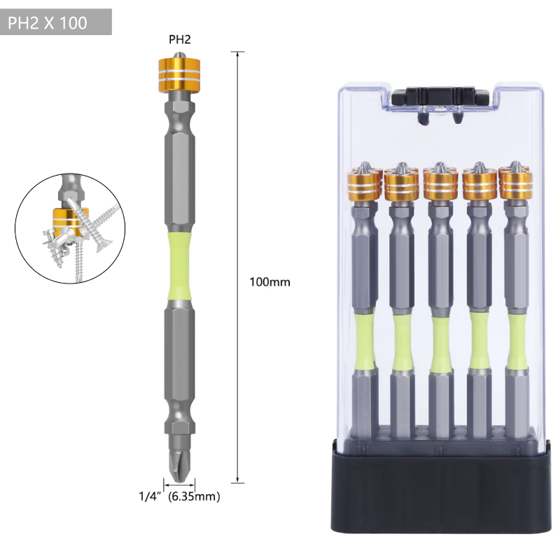 Load image into Gallery viewer, [10pcs/100mm] Dual Head Magnetic Suction Anti-Shock PH2 Phillips Impact Driver Bit Set
