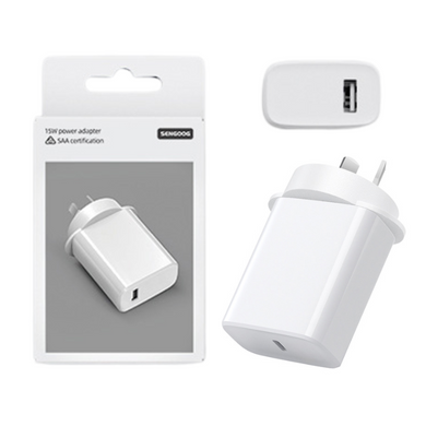 [5V/3A-15W] USB Wall Travelling Charger Plug Adapter -  (SAA Approved/AU Plug)