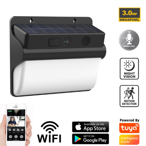 [TUYA Smart Home] 2-in-1 3MP Solar Panel Battery Powered Wireless Wire-Free IP67 Outdoor Flood Camera