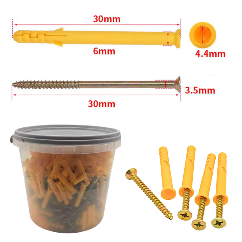 Load image into Gallery viewer, [800 Pieces Kit][M6/30mm] Plastic Expansion Wall Plugs And Screws Set

