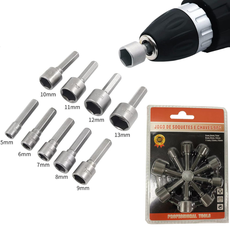 Cargue la imagen en el visor de la galería, [9 in 1] Hex Shank Nut Setter Driver Drill Bit Set (5 - 13mm)
