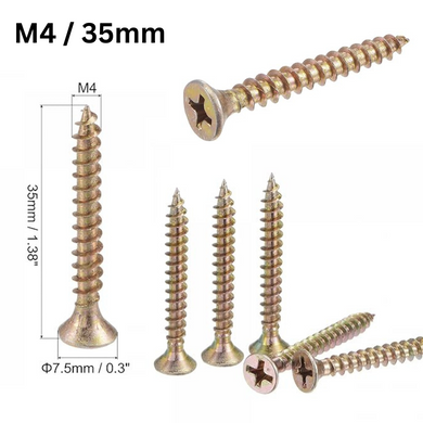 [230 Pieces][M4/35mm] Dry Wall Nail Self Tapping Zinc Screws Wood Screws Phillips Flat Head