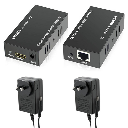 [HDTV-100M] Full 4K UHD RJ45 Cat5e & Cat6 to HDMI 100M Extender Cable Pair - Polar Tech Australia