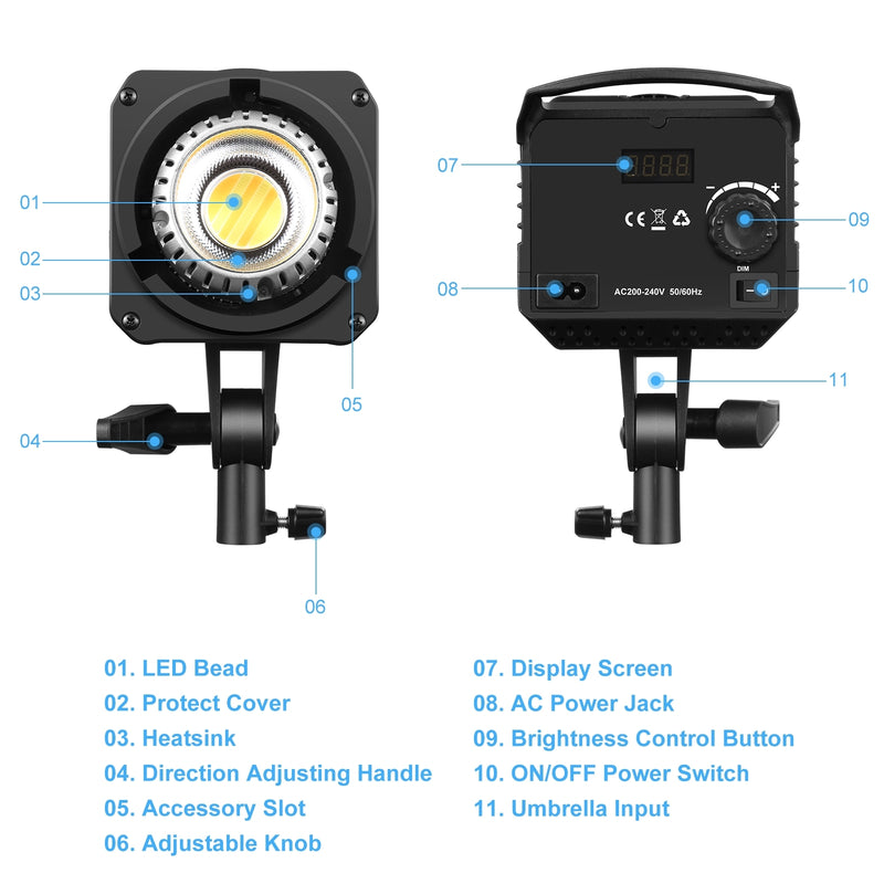 Cargue la imagen en el visor de la galería, PULUZ 220V 120W Studio Video Light – Dual Colour Temperature with Built-in Cooling System &amp; Remote Control
