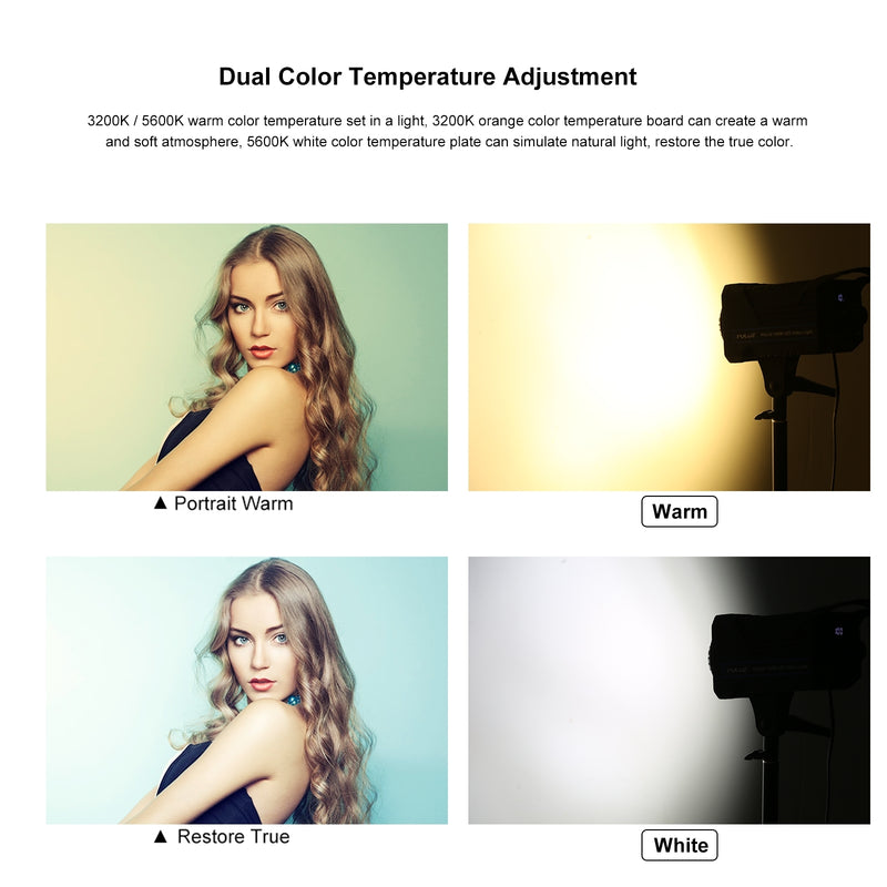 Cargue la imagen en el visor de la galería, PULUZ 220V 120W Studio Video Light – Dual Colour Temperature with Built-in Cooling System &amp; Remote Control
