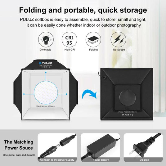 PULUZ 40cm Folding 72W LED Studio Light Tent Kit – with 4 Backdrops