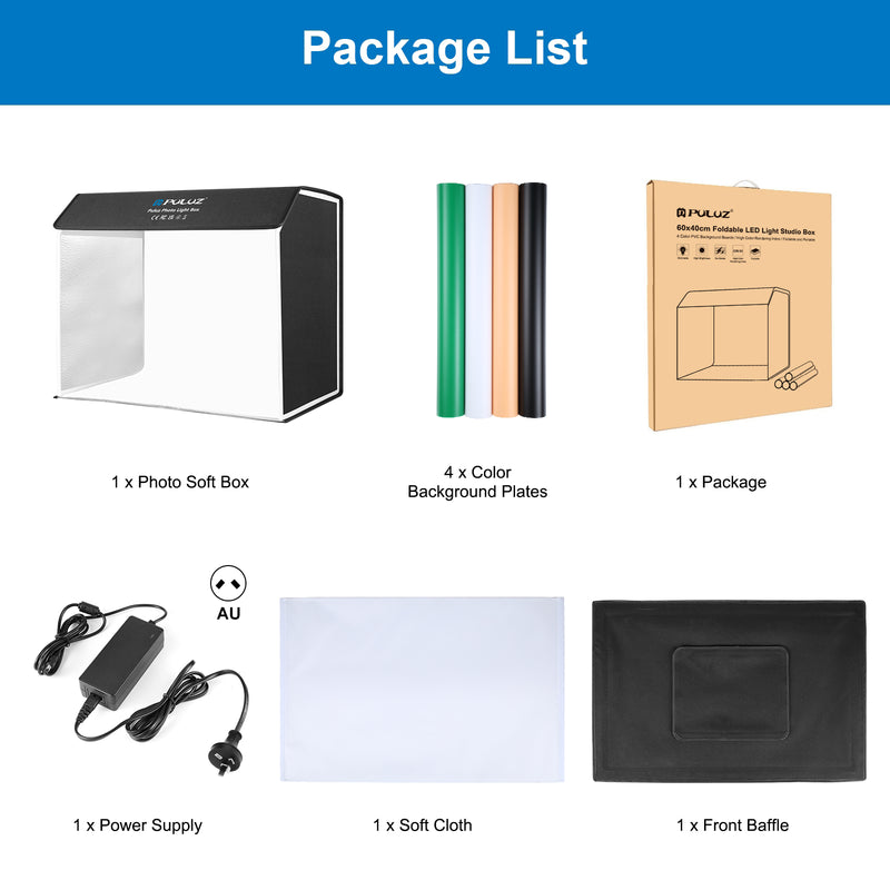 Chargez l&#39;image dans la visionneuse de la galerie, PULUZ Photo Studio Light Box – Portable 60 × 40cm Cuboid Photography Tent Kit with 4 Backdrops
