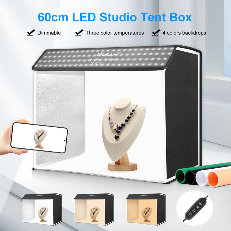 Chargez l&#39;image dans la visionneuse de la galerie, PULUZ Photo Studio Light Box – Portable 60 × 40cm Cuboid Photography Tent Kit with 4 Backdrops
