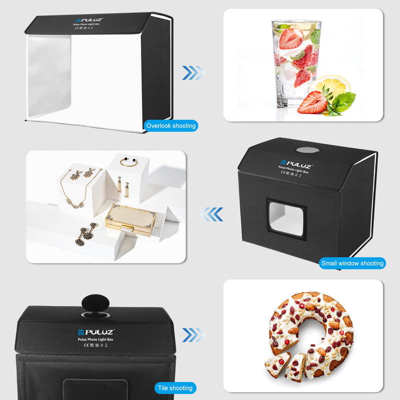 Chargez l&#39;image dans la visionneuse de la galerie, PULUZ Photo Studio Light Box – Portable 60 × 40cm Cuboid Photography Tent Kit with 4 Backdrops
