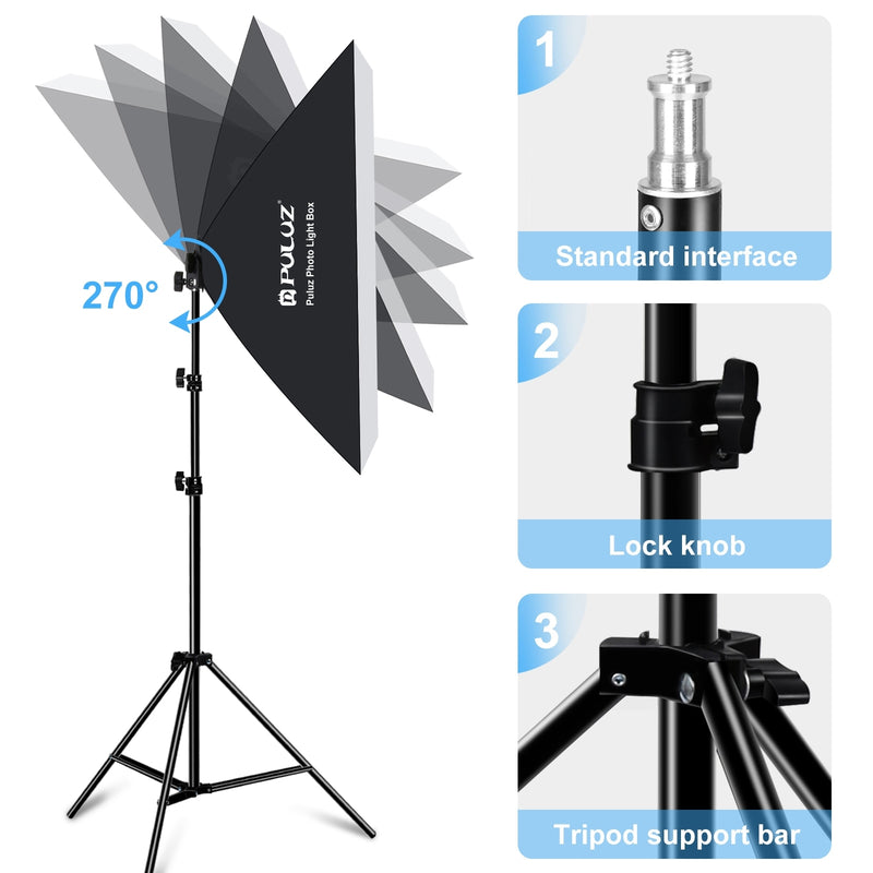 Cargue la imagen en el visor de la galería, 50x70cm Studio Softbox Kit – 1.6m Tripod Stand + Single E27 30W 5700K LED Light Bulb
