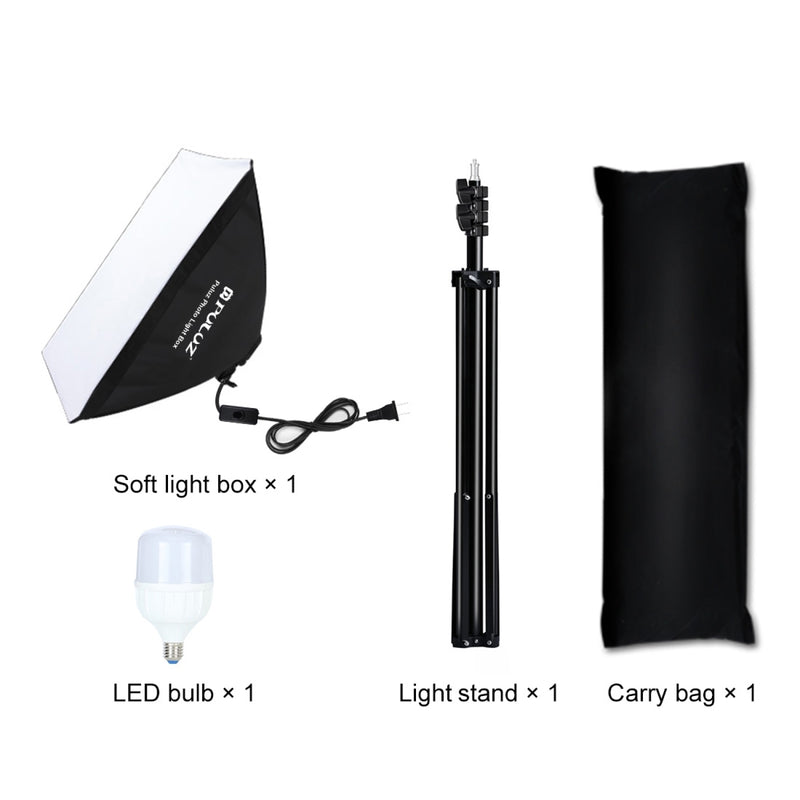 Cargue la imagen en el visor de la galería, 50x70cm Studio Softbox Kit – 1.6m Tripod Stand + Single E27 30W 5700K LED Light Bulb
