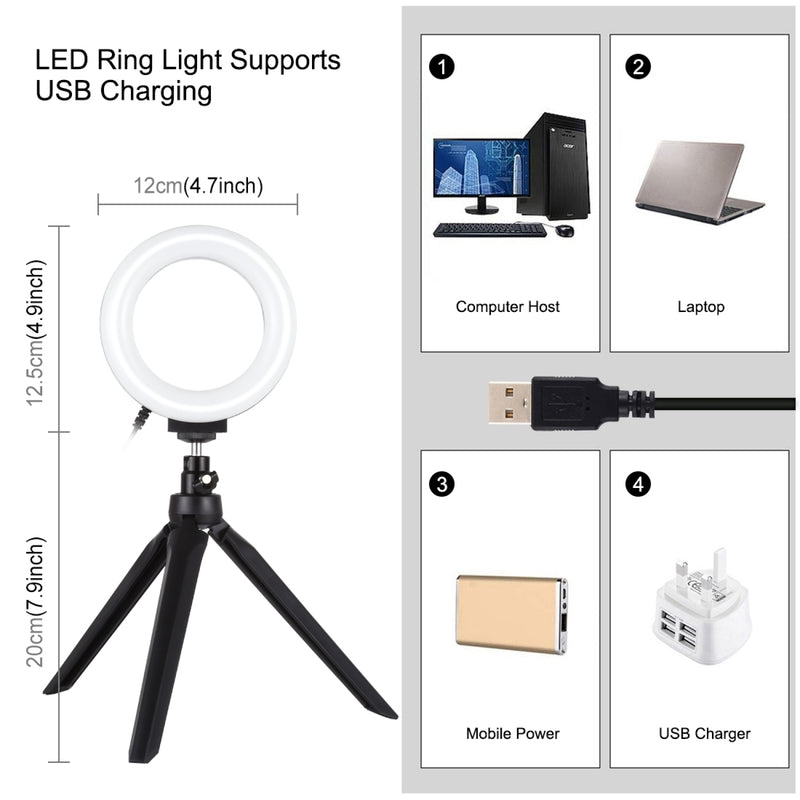 Cargue la imagen en el visor de la galería, 30cm Portable Folding Photo Softbox Tent + 4.6&quot; Ring LED Light Kit with 6 Backdrops (Red, Green, Yellow, Blue, White, Black) – 30 x 30 x 30cm
