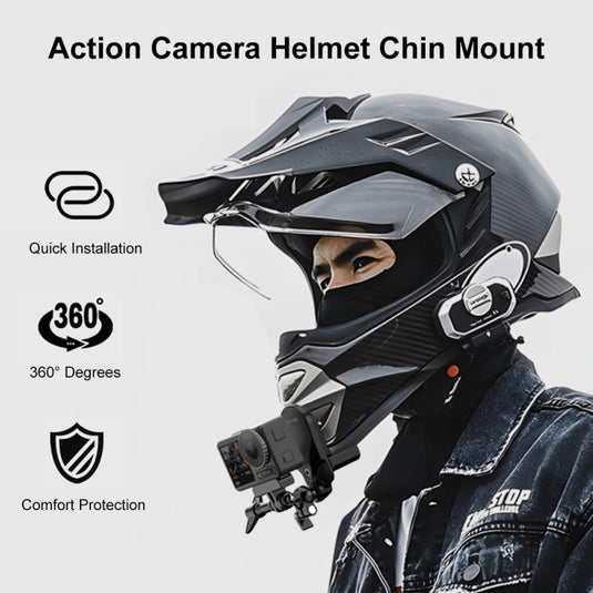 Motorcycle Helmet Chin Clamp Mount for GoPro and Other Action Cameras (Black) - Polar Tech Australia