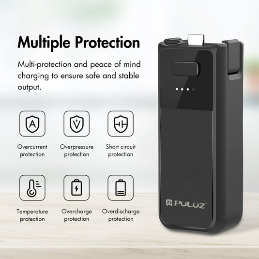 DJI Osmo Pocket 3 PULUZ High-Capacity 2800mAh Battery Grip (Black) - Polar Tech Australia