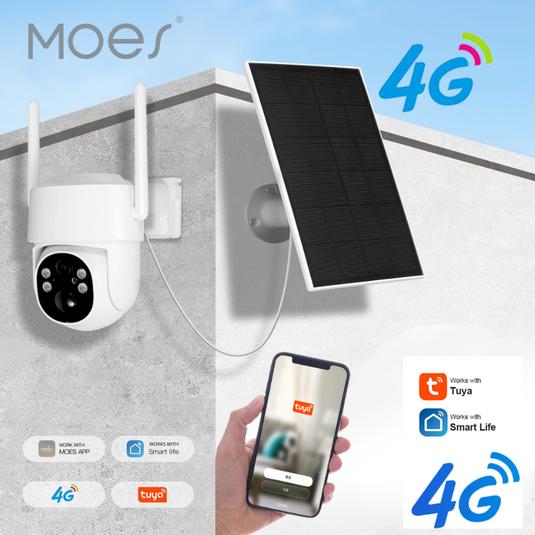 [TUYA Smart Home][4G Version] Moer Full HD 4MP Wireless Solar Powered IP65 Outdoor PTZ Security Camera - Polar Tech Australia