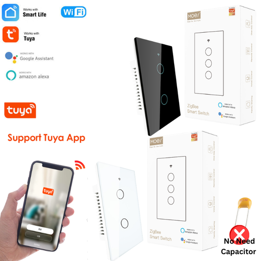 [TUYA Smart Home] MOES TUYA WiFi Smart Touch Switch Home Light Fan Remote Control 1/2/3/4 Gang Wall Switch Panel