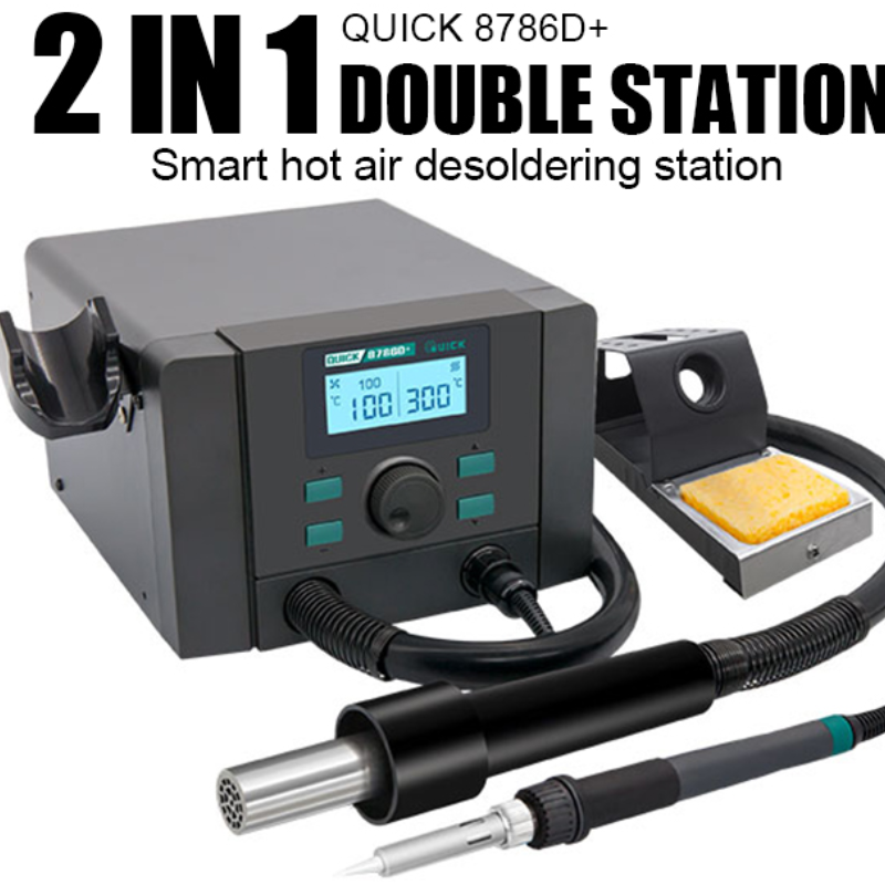 Cargue la imagen en el visor de la galería, [8786D+] QUICK 700W High Power 2 in 1 Soldering &amp; Heating Hot Air Gun Intelligent SMD Rework Station Soldering Station - Polar Tech Australia
