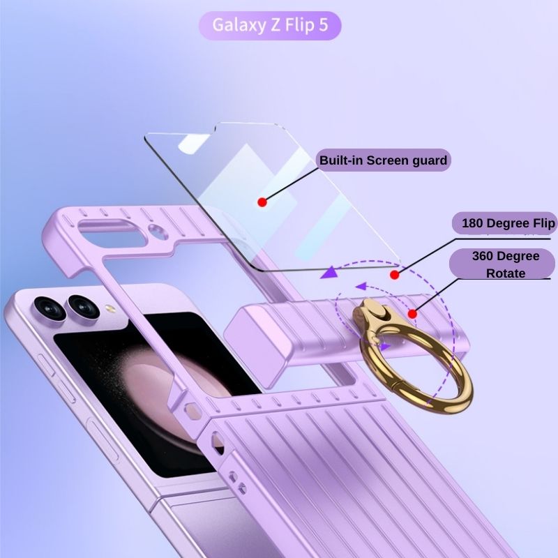 Load image into Gallery viewer, Samsung Galaxy Flip 5 (SM-F731) - Suitcase Style Ring Holder Case - Polar Tech Australia
