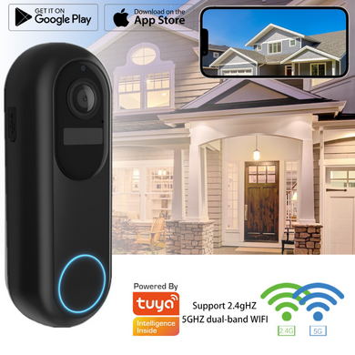 [Tuya Smart Home][With Chime] Tuya 1080P 2.4G & 5G IP66 Wireless Remote Home Video Voice Intercom WIFI Doorbell