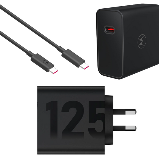 [With Cable] Motorola TurboPower™ 125W Wall Charger PD Type-C  Port Wall Travelling Charger Adapter -  (SAA Approved/AU Plug)