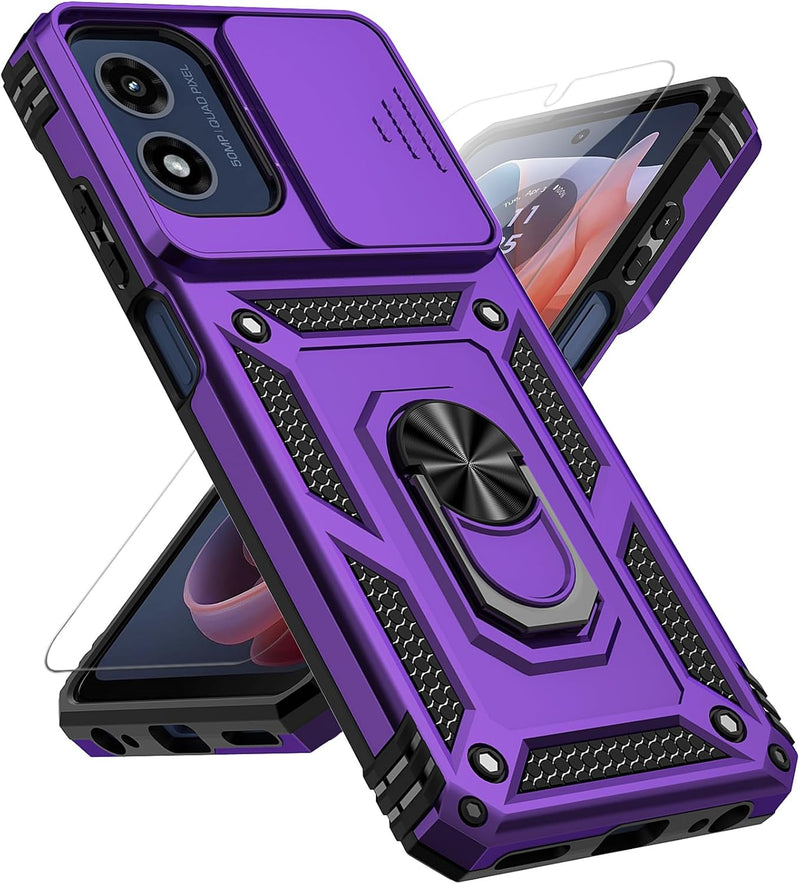 Cargue la imagen en el visor de la galería, [Magnetic Ring Kickstand][Slide Camera Cover] Motorola Moto G 5G 2024 - Shield Shockproof Rugged Heavy Duty Case - Polar Tech Australia
