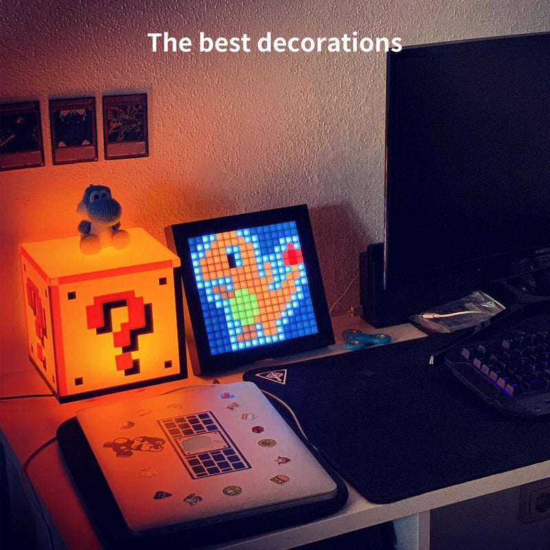 Cargue la imagen en el visor de la galería, Divoom Pixoo - Pixel Art Digital Picture Frame with 16x16 LED Display APP Control Clock Box - Desk Mount for Gaming Room &amp; Bedside Table
