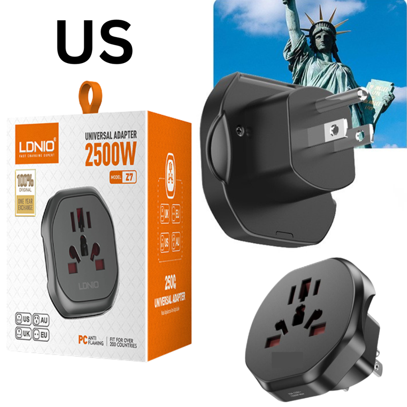 Chargez l&#39;image dans la visionneuse de la galerie, [Z7] LDNIO AU/EU/UK/US 2500W High Power Travel Wall Charger Plug Conversion Socket Adaptors
