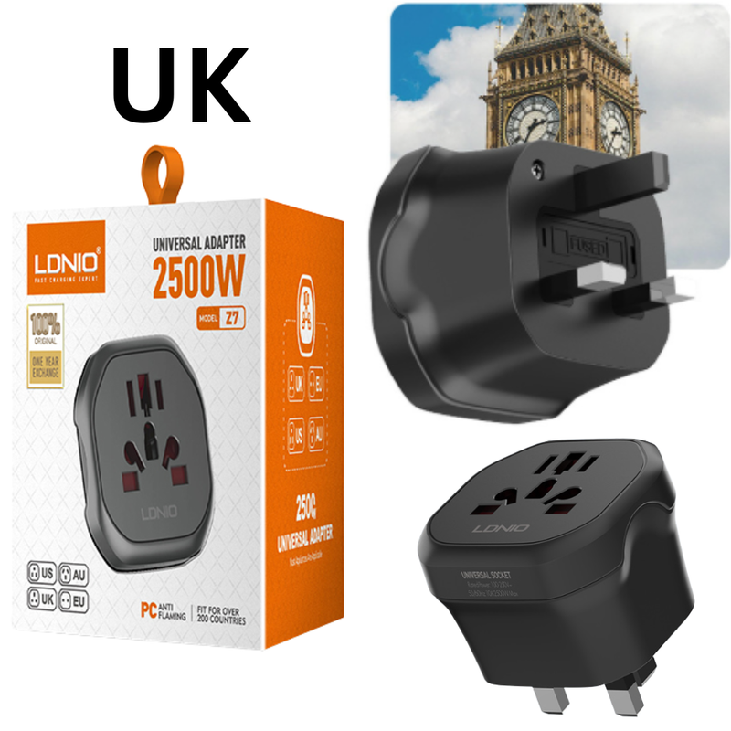 Chargez l&#39;image dans la visionneuse de la galerie, [Z7] LDNIO AU/EU/UK/US 2500W High Power Travel Wall Charger Plug Conversion Socket Adaptors
