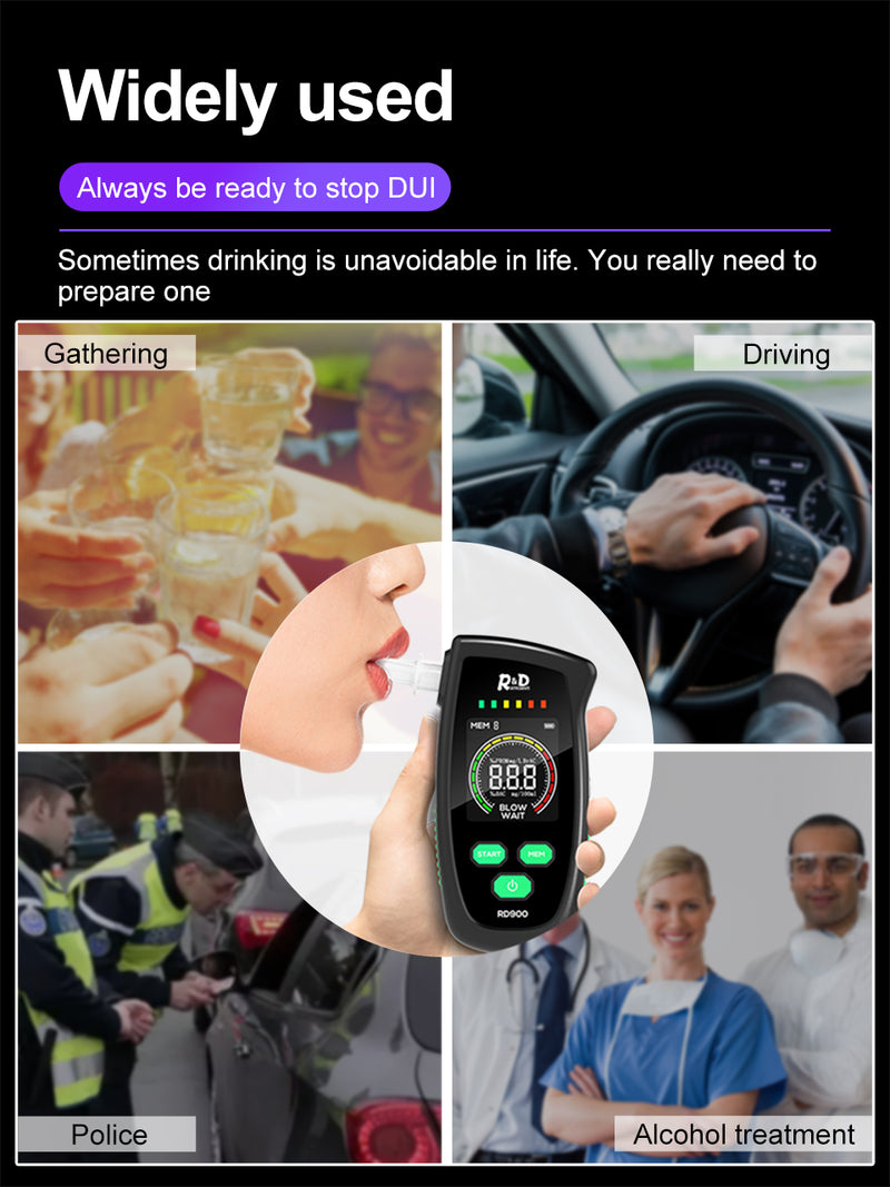 Cargue la imagen en el visor de la galería, [RD900] R&amp;D Alcohol Tester Rechargeable Digital Breath Tester Breathalyzer Gas Alcohol Detector for Personal &amp; Professional Use - Polar Tech Australia
