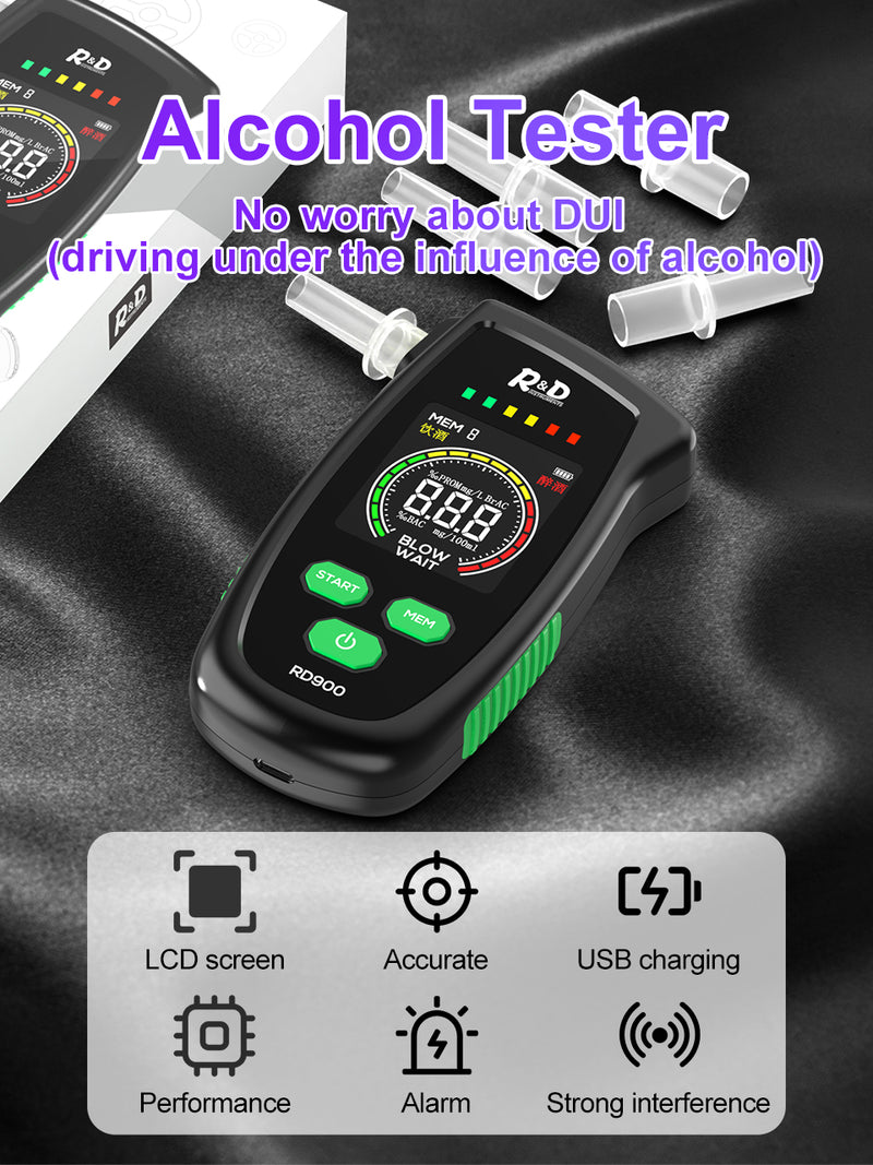 Cargue la imagen en el visor de la galería, [RD900] R&amp;D Alcohol Tester Rechargeable Digital Breath Tester Breathalyzer Gas Alcohol Detector for Personal &amp; Professional Use - Polar Tech Australia
