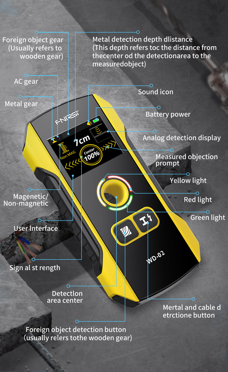 Cargue la imagen en el visor de la galería, [WD-02] FNIRSI Wall Detector Scanners Stud Finder Positioning Hole TFT Display AC Live Cable Wires Metal Wood Stud Wall Scanner - Polar Tech Australia
