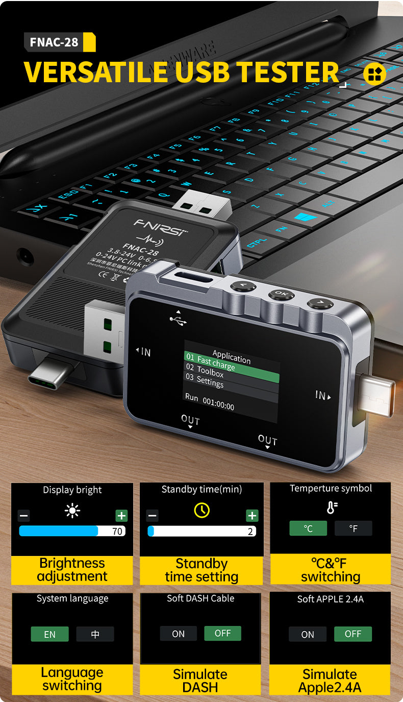 Cargue la imagen en el visor de la galería, [FNAC-28] FNIRSI 2 IN 1 Type-C USB Tester Digital Voltmeter Ammeter Amperimetor Voltage Current Meter Power Bank Charger Measure - Polar Tech Australia
