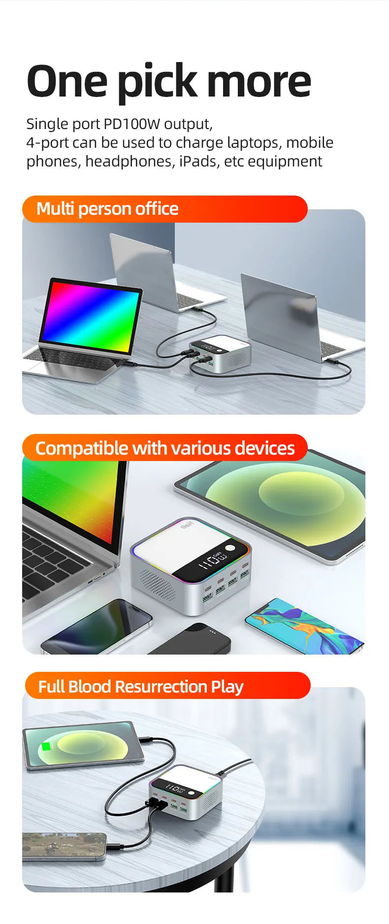 Cargue la imagen en el visor de la galería, [120W GaN][RGB Light] Universal Phone Tablet Laptop MacBook PD+QC 8 Ports USB Type-C Wall Charger Desktop Home Office Charging Station Power Adapter (AU Plug) - Polar Tech Australia
