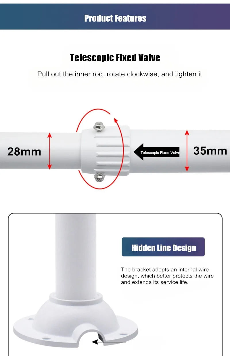 Load image into Gallery viewer, Universal Retractable Extension Aluminium CCTV Dome Camera Wall or Ceiling Mount Bracket Holder - Polar Tech Australia
