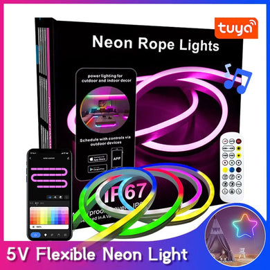 [TUYA Smart Home] IP67 Indoor Outdoor WIFI Waterproof Smart Wireless Remote Control RGB Nylon Neon Rope Flexible LED Light Strip