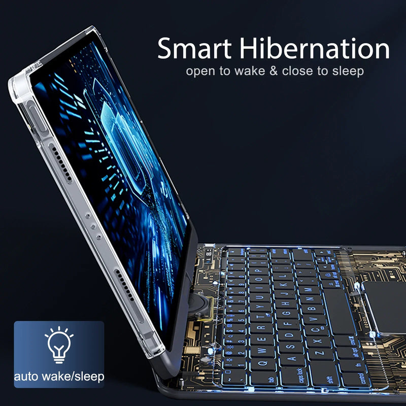 Cargue la imagen en el visor de la galería, Apple iPad Pro 11&quot; &amp; Air 4/5 10.9&quot; &amp; Air 6 11&quot; - 180 Degree Rotation Magic Cyberpunk Style Transparent Keyboard Case - Polar Tech Australia
