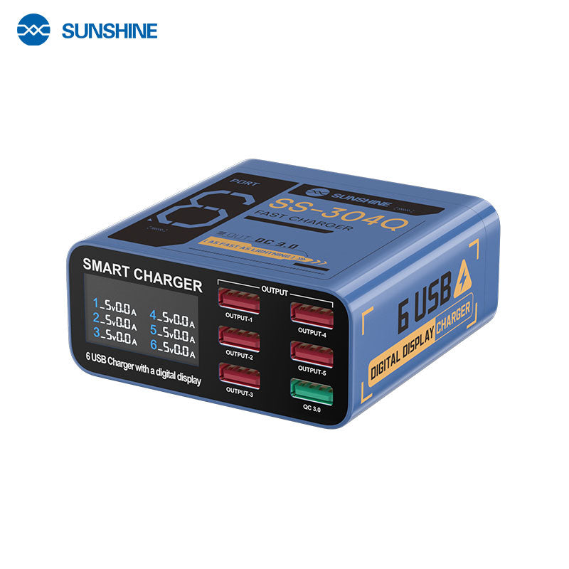 Cargue la imagen en el visor de la galería, [SS-304Q] SUNSHINE 6-Port USB Fast Charger with Digital Display - Polar Tech Australia
