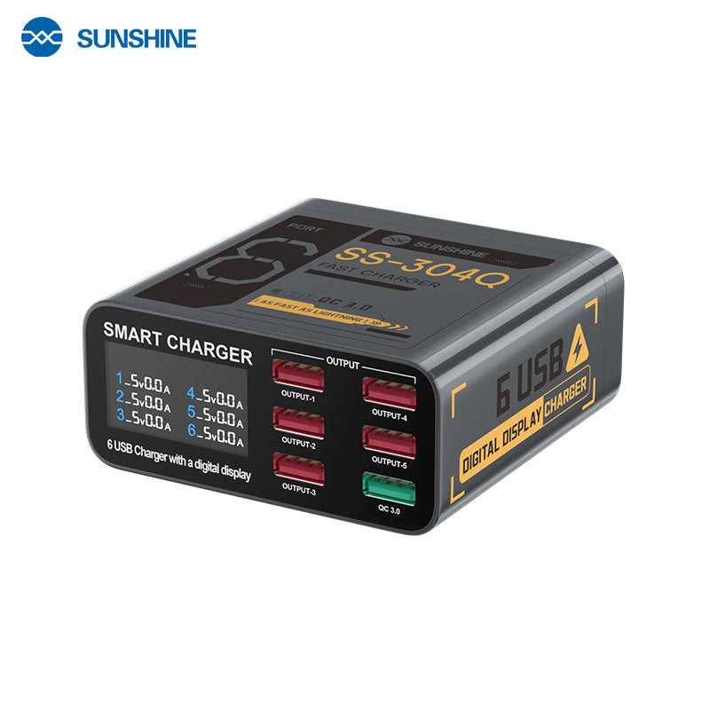 Cargue la imagen en el visor de la galería, [SS-304Q] SUNSHINE 6-Port USB Fast Charger with Digital Display - Polar Tech Australia
