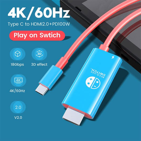 ENKAY ENK-CB136 2 Meters Type-C to HDMI Conversion Cable for Switch 4K HD Projection TV - Polar Tech Australia