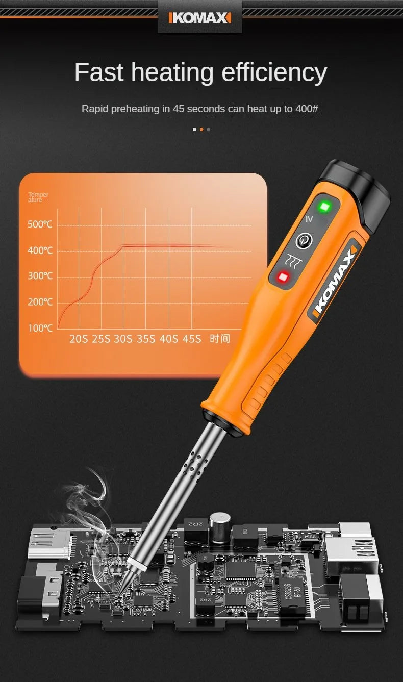 Chargez l&#39;image dans la visionneuse de la galerie, [7 in 1 Kit][Battery Power][Max 400℃] Komax Portable Type-C Chargeable Built-in Battery Soldering Iron Station Max 400℃ - Polar Tech Australia
