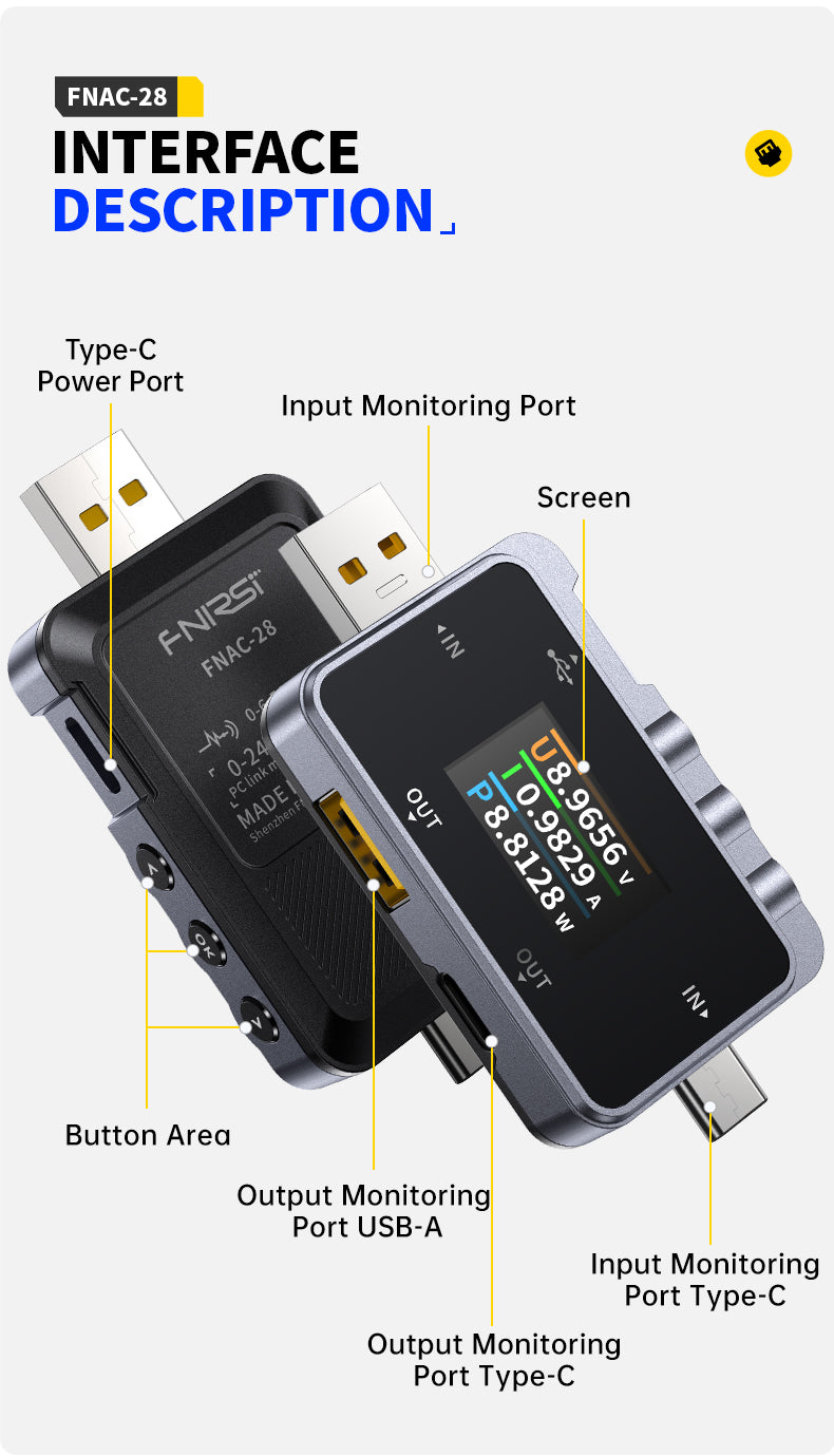 Cargue la imagen en el visor de la galería, [FNAC-28] FNIRSI 2 IN 1 Type-C USB Tester Digital Voltmeter Ammeter Amperimetor Voltage Current Meter Power Bank Charger Measure - Polar Tech Australia
