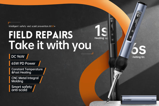 [HS-01] FNIRSI Adjustable Temperature Soldering Iron DC 24V 80-420℃ Welding Solder Rework Station PD 65W Portable Repair Tool - Polar Tech Australia
