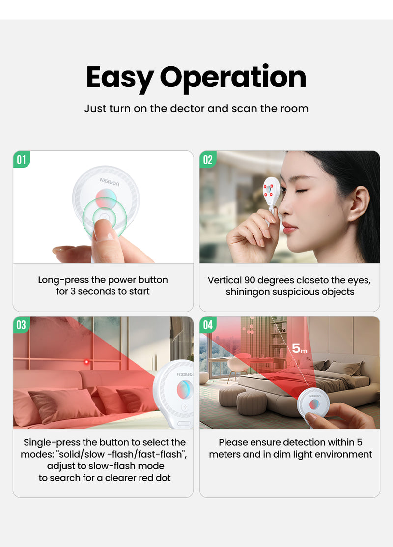 Load image into Gallery viewer, [LP793] UGREEN Camera Detector for Hidden Camera Security Protection Hotel Pinhole Lens Detect Gadget Anti-Peeping Candid Detector - Polar Tech Australia

